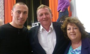 Linda and I meet with Scott Brown to present prizes