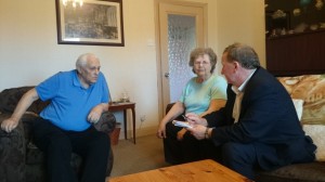 Alex mets Bill and Betty Woodhead during a street surgery in Rosyth