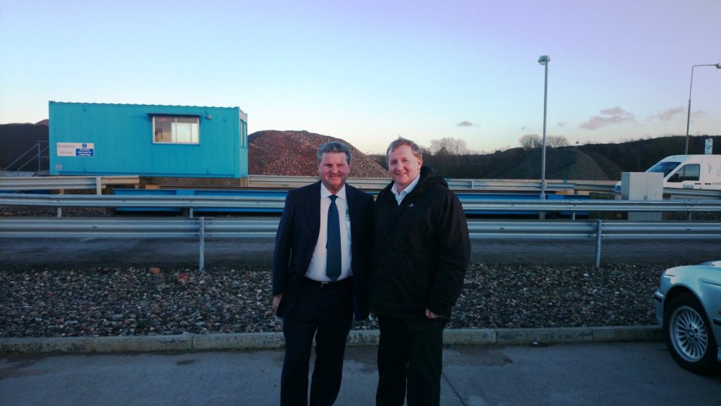 Alex Rowley with Bob Purvis at the Bowhill Plant